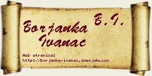 Borjanka Ivanac vizit kartica